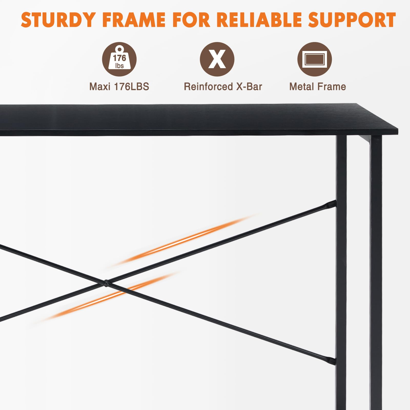 Computer Small Office Desk 32 Inch Student Study Writing Work with Metal Frame Wood Tabletop Modern Simple PC Home Bedroom Table, Computer Table, Black