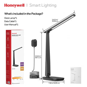 LED Desk Lamp for Home Office, Eye-Caring Light with 4 Color Modes & Touch Control, USB A+C Charging Ports, Adjustable Rotating Head with Timer for Reading, Bedroom & Small Desks