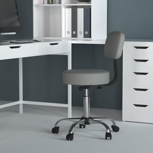 Be Well Medical Spa Professional Adjustable Drafting Stool with Back, Grey (B245-GY)
