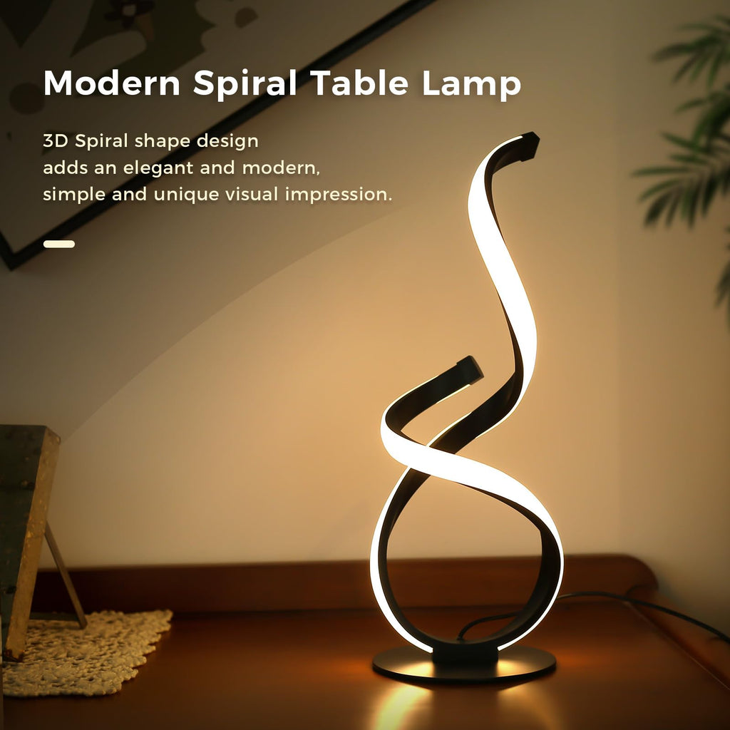 2 Pack Modern Table Lamps for Nightstand, LED Spiral Touch Light