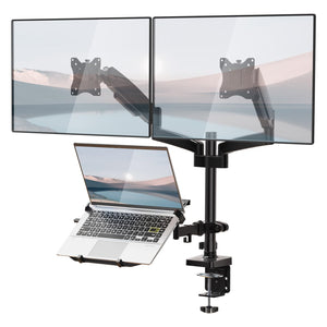 Triple Arm Laptop and Dual Monitor Desk Mount for 17