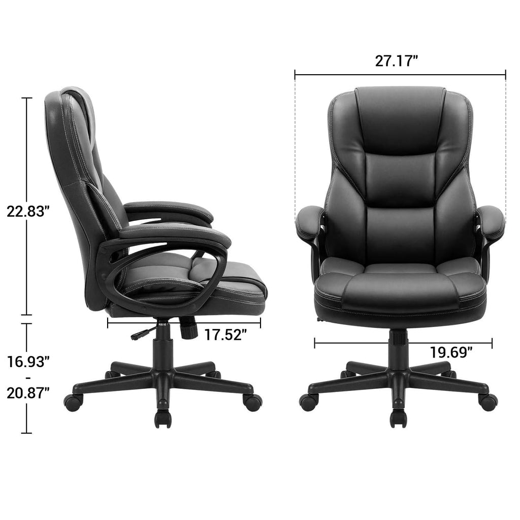 Office Executive Chair High Back Adjustable Managerial Home Desk Chair, Swivel Computer PU Leather Chair with Lumbar Support