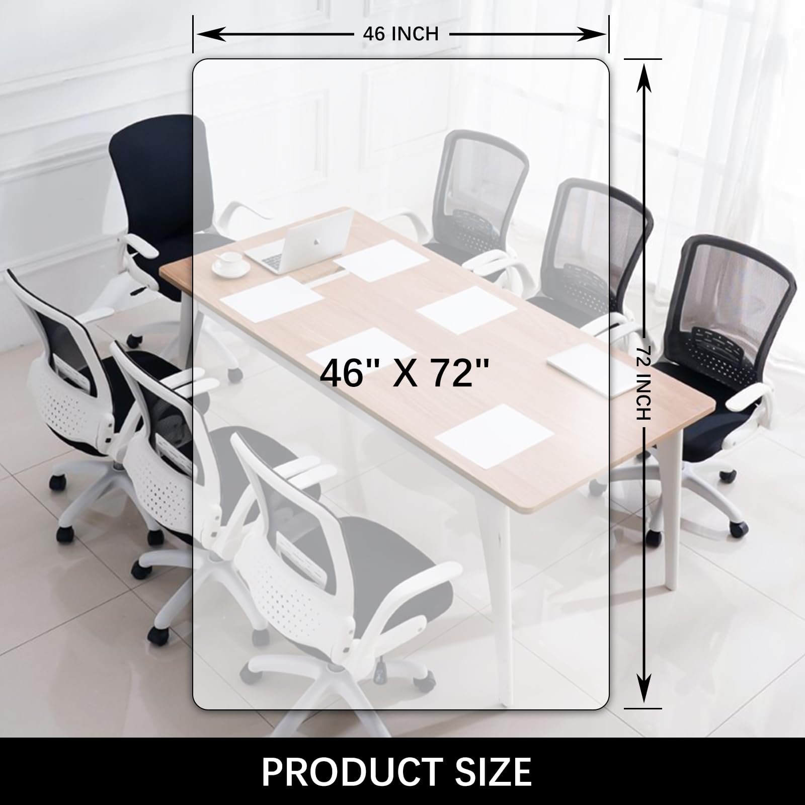 Clear Chair mat for Hardwood Floor 46 x 72 inches Transparent Floor Mats Wood/Tile Protection Mat for Office & Home (46" X 72" Rectangle)