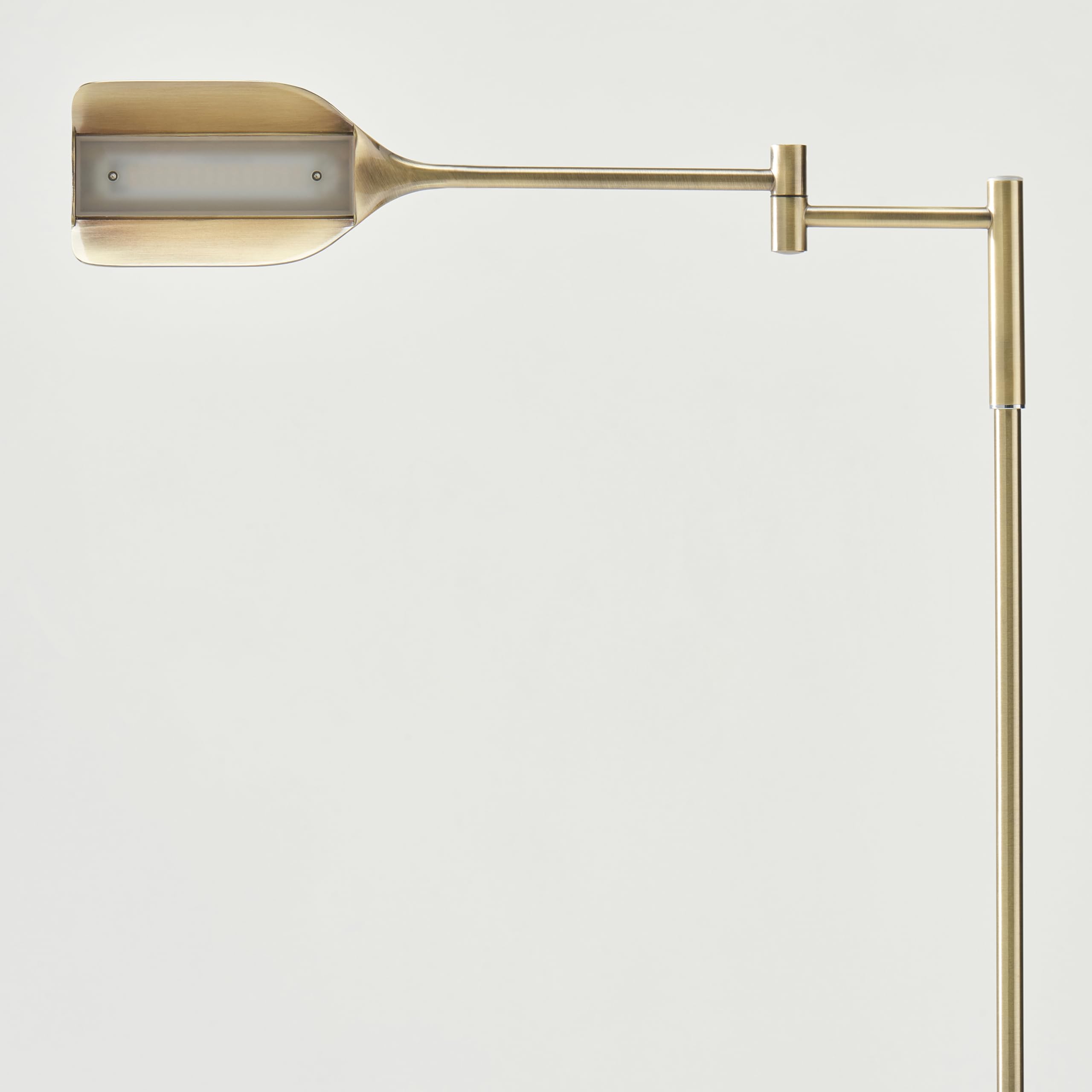 Leaf Pharmacy LED Reading Lamp, Dimmable Floor Lamp with Easy Rotation over Chair or Desk for Living Rooms & Offices, Adjustable Standing Tall Lamp, For Sewing & Crafts, Antique Brass (Gold)