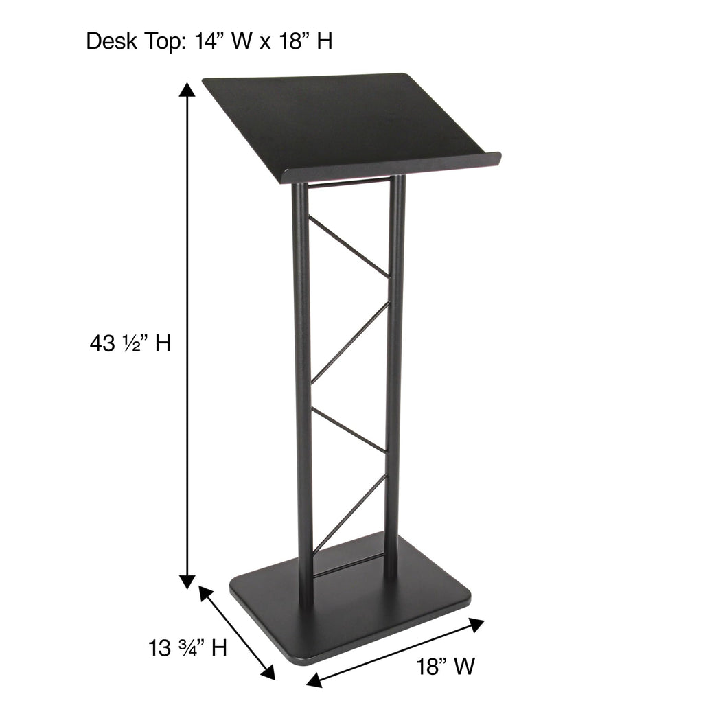 Large portable Lectern, Stand Up Church Pulpit, Slanted  Lectern conference, Podium for Speakers, Speeches and Other Occasions- Truss Lectern, Black Powder Coat Finish, Metal