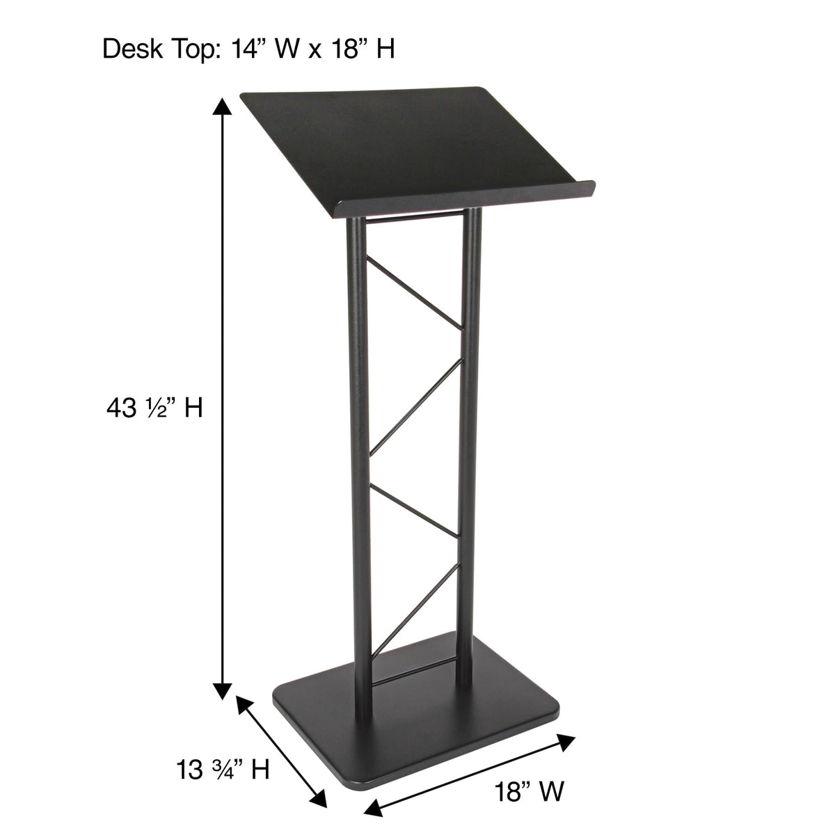 Large portable Lectern, Stand Up Church Pulpit, Slanted  Lectern conference, Podium for Speakers, Speeches and Other Occasions- Truss Lectern, Black Powder Coat Finish, Metal
