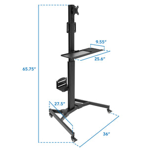 Computer Cart Mobile Desk Workstation with Monitor Mount for Screen up to 32
