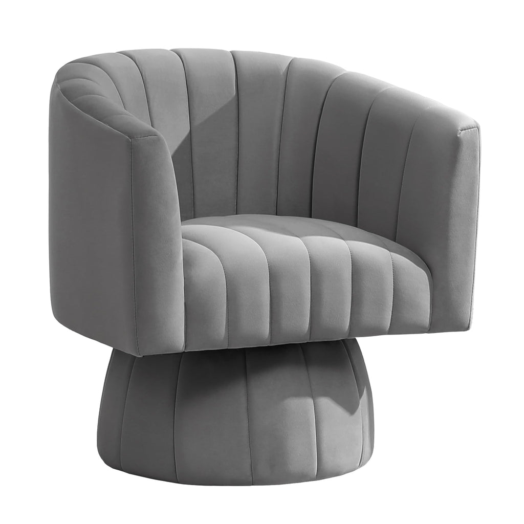 Swivel Accent Barrel Chair, Cute Comfy Small Round 360° Arm Chair. Velvet Sofa Club Reading Chair for Living Room Bedroom Office Grey