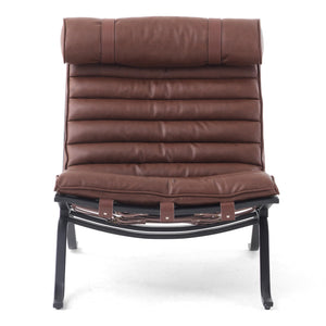 Leather Upholstered Armless Chair Modern Design Luxury Lounge Chair (Dark Brown)