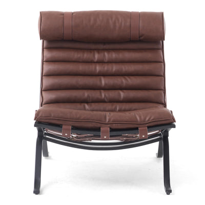 Leather Upholstered Armless Chair Modern Design Luxury Lounge Chair (Dark Brown)