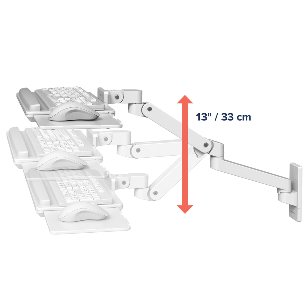 Upgraded LX Pro Premium Keyboard Arm, Wall Mount Adjustable Keyboard Tray – White