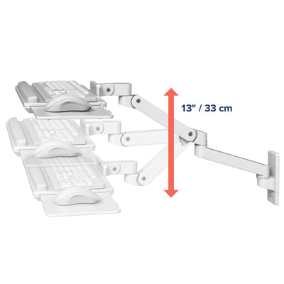 Upgraded LX Pro Premium Keyboard Arm, Wall Mount Adjustable Keyboard Tray – White