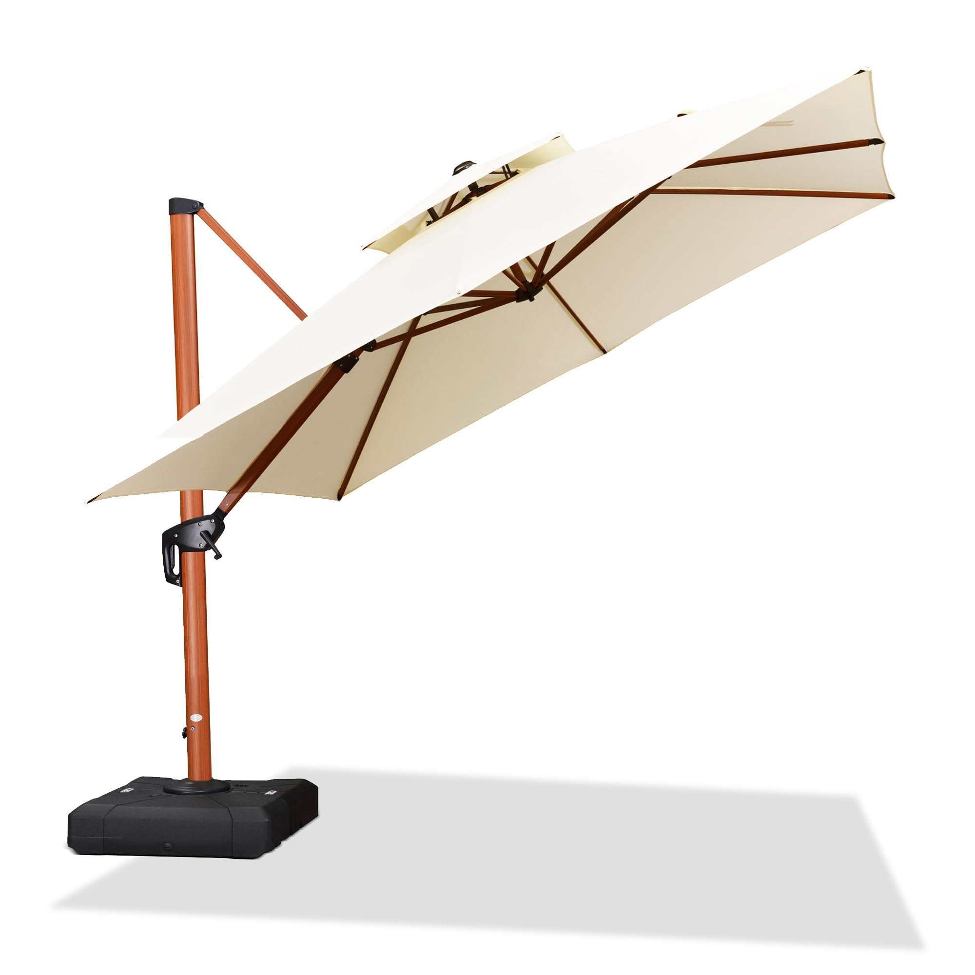 10ft Patio Umbrella Outdoor Square Umbrellas Large Cantilever Umbrella Windproof Offset Umbrellas Heavy Duty Sun Umbrella for Garden Deck Pool Patio, Cream