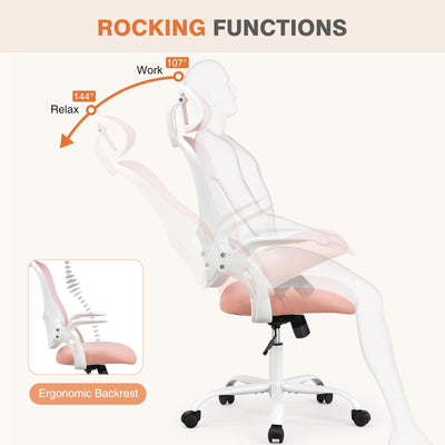 Home Office Managerial Executive Chair, High-Back Mesh with Adjustable Headrest, Flip-up Armrest Comfortable Lumbar Support, Comfy Arms for Bedroom,Study,Student
