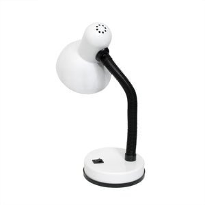 Basic Metal Desk Lamp with Flexible Hose Neck for Office, Living Room, Bedroom, College Dorm, Bookshelf, White (Pack of 1)