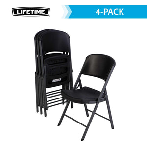 80187 Commercial Grade Folding Chair,  4 Pack, Black
