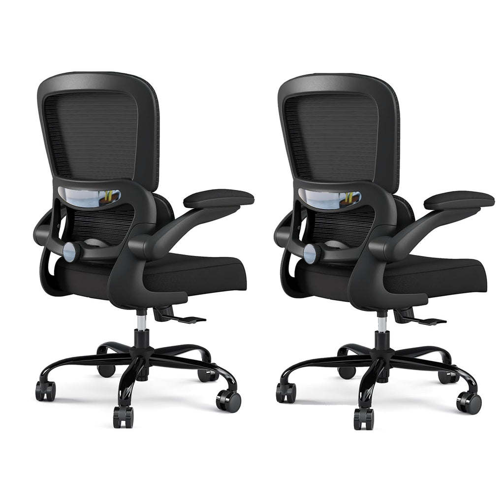 Black Pack of 2, Office Chair - Ergonomic Desk Chair with Adjustable Lumbar Support, Mesh Computer Chair, Executive Chairs for Home Office Comfortable Lumbar Support