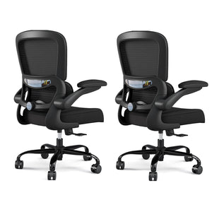 Black Pack of 2, Office Chair - Ergonomic Desk Chair with Adjustable Lumbar Support, Mesh Computer Chair, Executive Chairs for Home Office Comfortable Lumbar Support