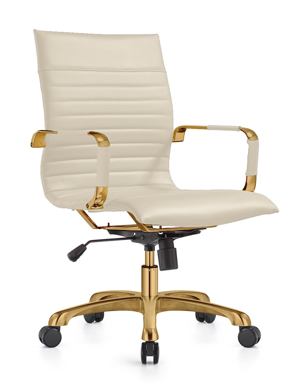 Qty 8 Modern Ergonomic Executive Office Chair, High-Back Leather Conference Desk Chair with Adjustable Height, Tilt Control, 360° Swivel & Gold Frame for Home Office