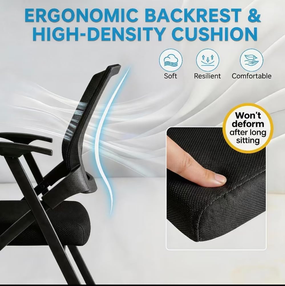 50 Pcs, Folding Training Chairs with Desk Attached, Mobile Office Meeting Chair with Writing Tablet and Cup Holder, Space-Saving Nesting Conference Chair for Classroom, Seminar