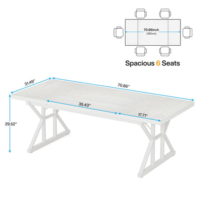 70.8-Inch Executive Desk, Large Computer Office Desk Workstation, Modern Simple Style Laptop Desk Study Writing Table Business Furniture for Home Office (White, 70.8 Inch)