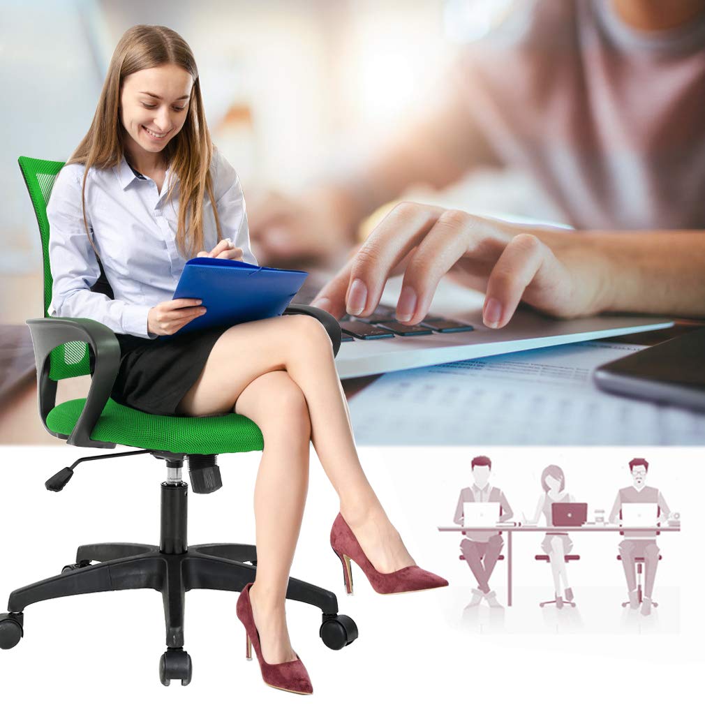 Home Office Chair Ergonomic Desk Chair Mesh Computer Chair with Lumbar Support Armrest Executive Rolling Swivel Adjustable Mid Back Task Chair,Green