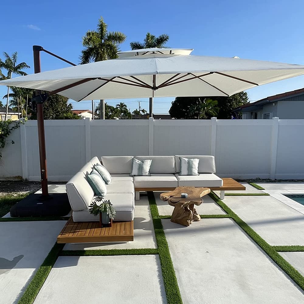 12ft Patio Umbrella Outdoor Square Umbrellas Large Cantilever Umbrella Windproof Offset Heavy Duty Sun Umbrellas for Garden Deck Pool Patio, Cream