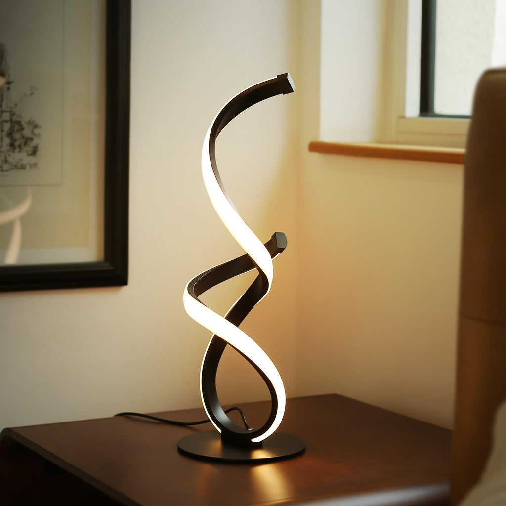 2 Pack Modern Table Lamps for Nightstand, LED Spiral Touch Light