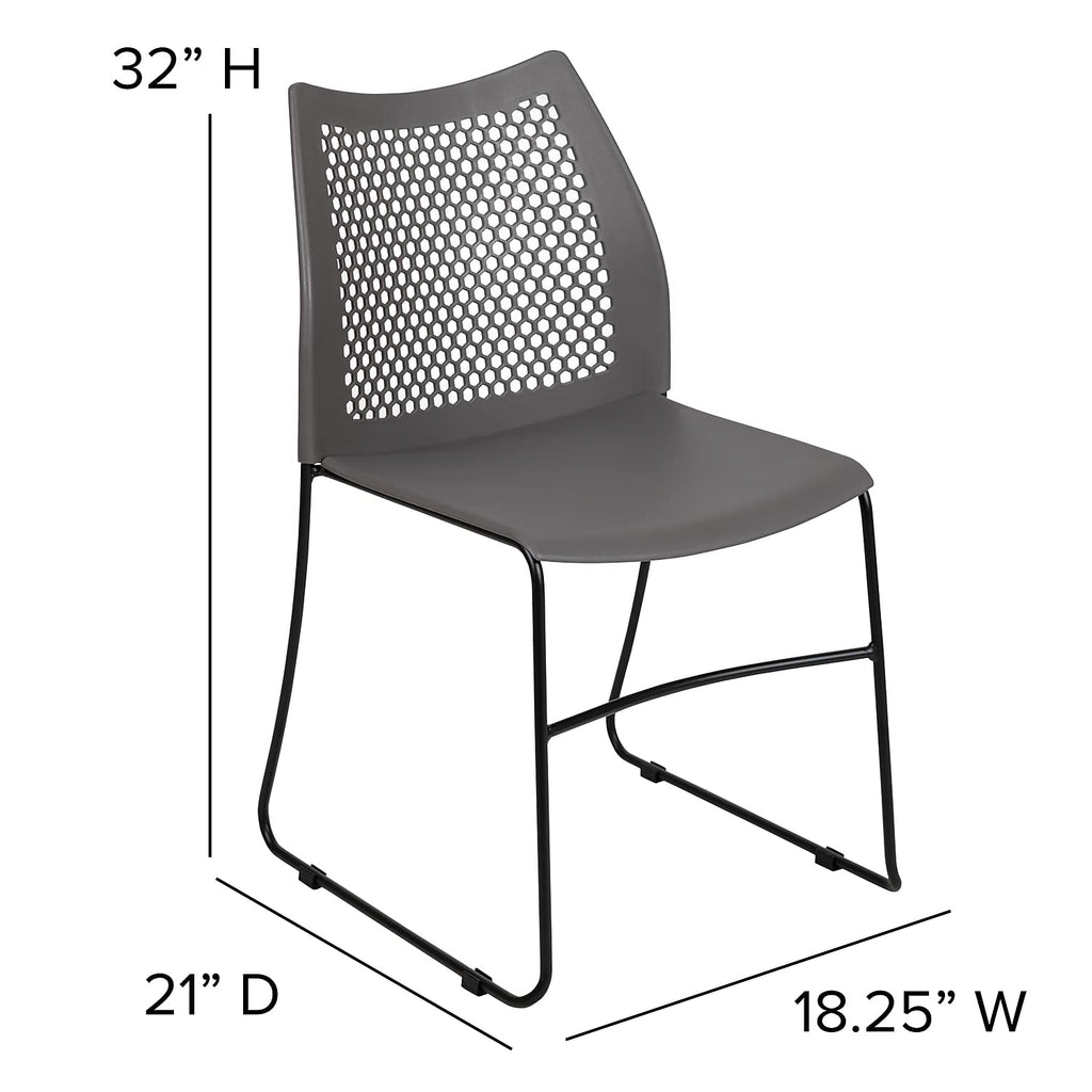 Set of 5 Gray, Hercules Series Contoured Lobby Chairs with Air-Vent Honeycomb Backs, Ergonomic Stacking Chairs for Offices,