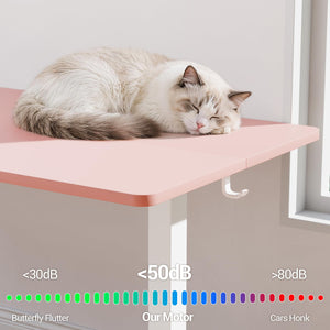 55 Inch Large Electric Standing Desk, 4 Memory Heights Adjustable,Sit to Stand Up, Work Home Office Computer Table for Study, Walking Pad, Writing, and Games, Wooden Desktop Desks, Pink