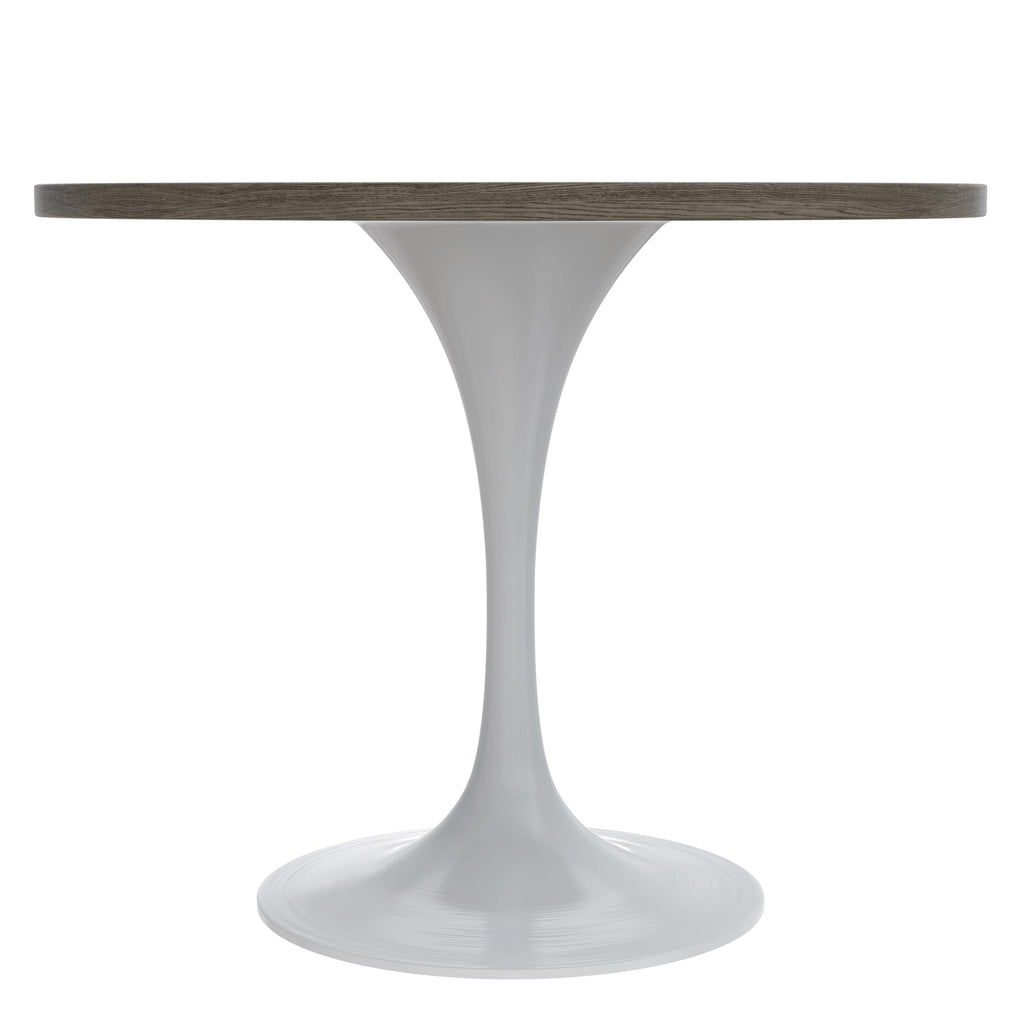 Mid-Century Modern 36 Inch Round Dining Table, MDF Wood Tabletop with White Steel Pedestal Base, Contemporary Kitchen & Dining Room Table, for Small Spaces (Dark Maple)