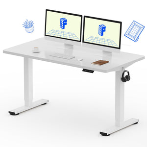 EN1 One-Piece Standing Desk, Electric Adjustable with 4 Memory Presets, 176 LBS Capacity, Stable & Quiet, Seamless Desktop for Home Office & Dual Monitors, 55