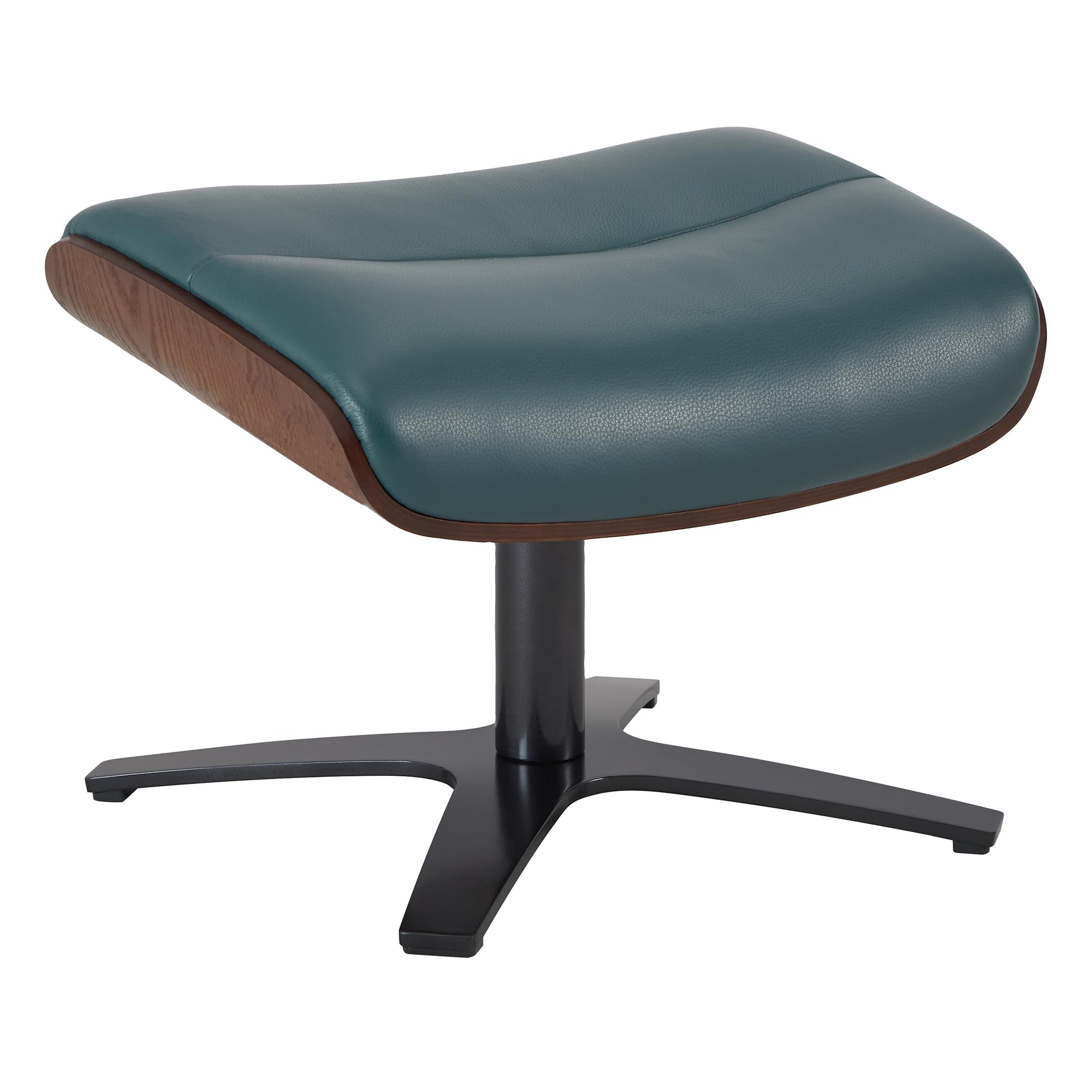 Genuine Leather Reclining Swivel Chair with Adjustable Headrest and Ottoman for Living Room, Teal
