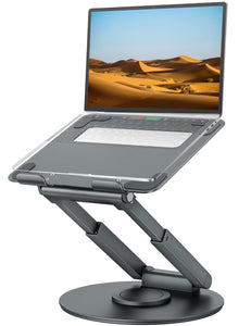 Laptop Stand for Desk with 360° Swivel Base, Sit to Stand, Height Adjustable, Portable Riser Holder for Good Posture, Compatible with MacBook Pro, All Laptops 10-17