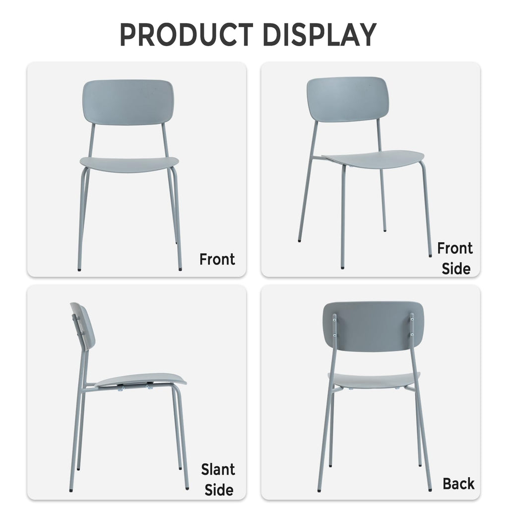 Stacking Chairs Set of 4, Office Guest Chairs with Metal Legs, Stacking Office Chairs for Conference Reception Church Lobby, Capacity 300lbs, Gray