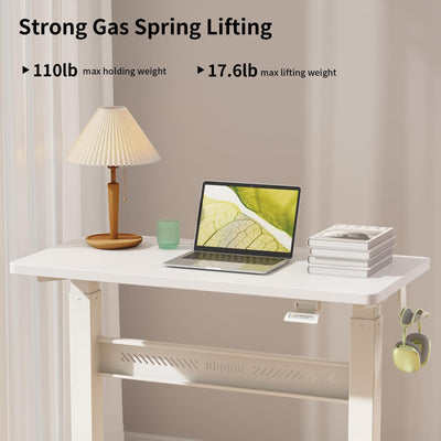 Mobile Walking Pad Desk with Wheels, Pneumatic Small Rolling Standing Desk Riser Height Adjustable (28-43.7