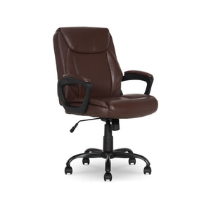 Classic Puresoft PU Padded Mid-Back Office Chair with Armrest, Height Adjustable, Wheels, 25.75