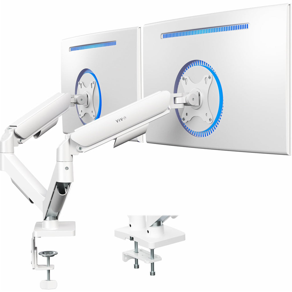 Dual Monitor up to 32 inches and 19.8 lbs per Screen, Mechanical Arm Desk Mount, Articulating Counterbalance, VESA Stand, Classic, White STAND-V002OW