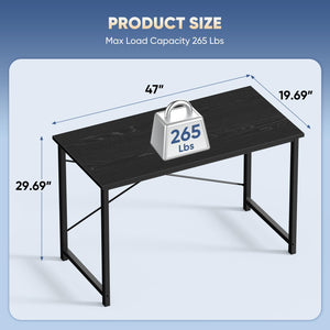 47 Inch Computer Desk for Home Office, Modern Writing Study Table Simple Modern Style for Bedroom Small Space, Large Work Desks with X-Shaped Reinforcement, Wood Brown