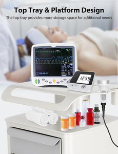 Mobile Ultrasound Trolley Cart Portable Ultrasound Imaging Scanner Vehicle Medical Beauty Storage Cart 110LBS Load with 4 Wheels 2 Brake for Hospital Office Bedroom Medical Clinic