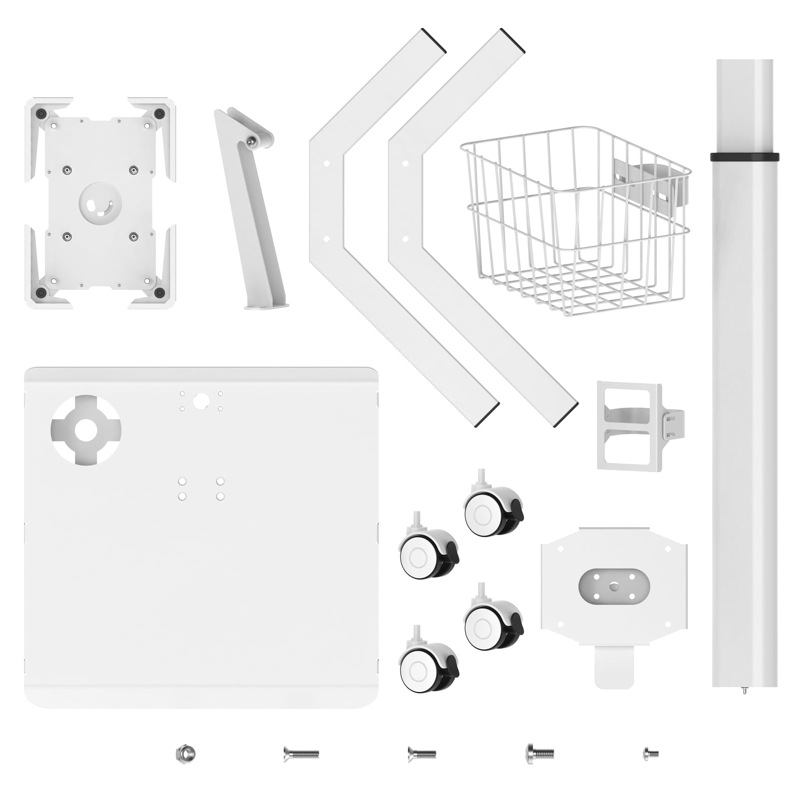 Adjustable Rolling Medical Cart: Pneumatic Mobile Workstation with iPad Enclosure for 9.7-13