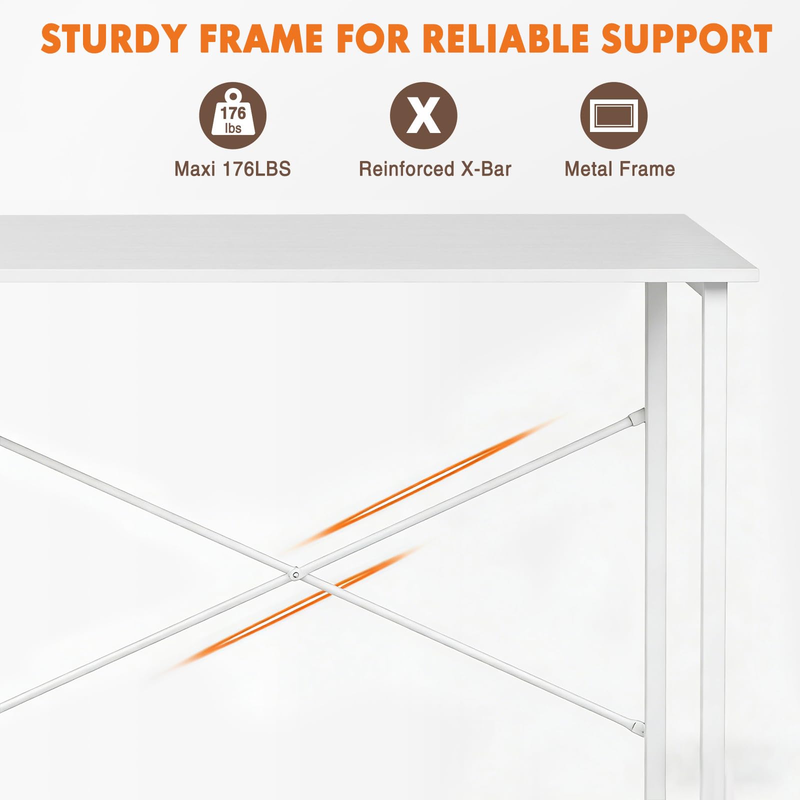 Computer Small Office Desk 32 Inch Student Study Writing Work with Metal Frame Wood Tabletop Modern Simple PC Home Bedroom Table, Computer Table, White