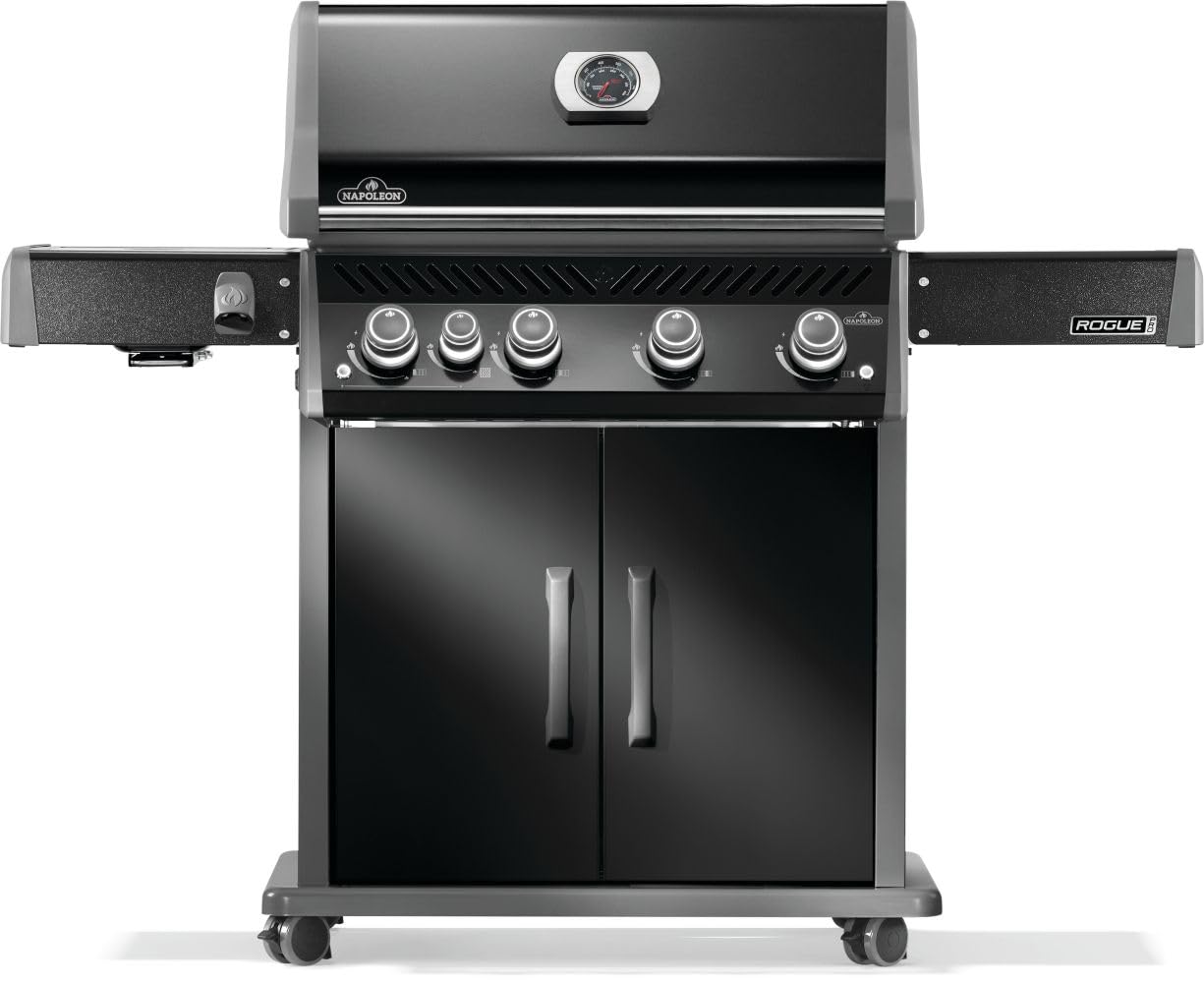 Rogue PRO 525 Natural Gas Grill with Infrared Side Burner, Black, Durable 5-Burner Cooking Surface