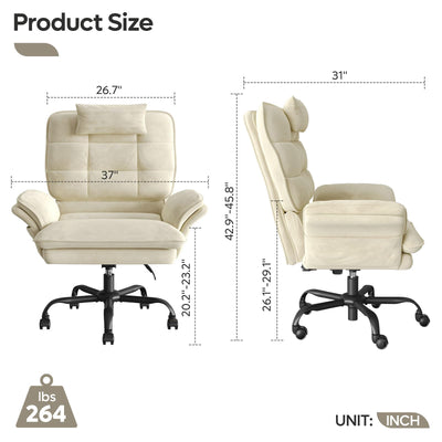 Criss Cross Chair with Flip-Up Armrests, Swivel Makeup Vanity Chair with Wheels & Side Pockets, Cross Legged Office Chair for Home Office, Bedroom (Beige Velvet, High Back)
