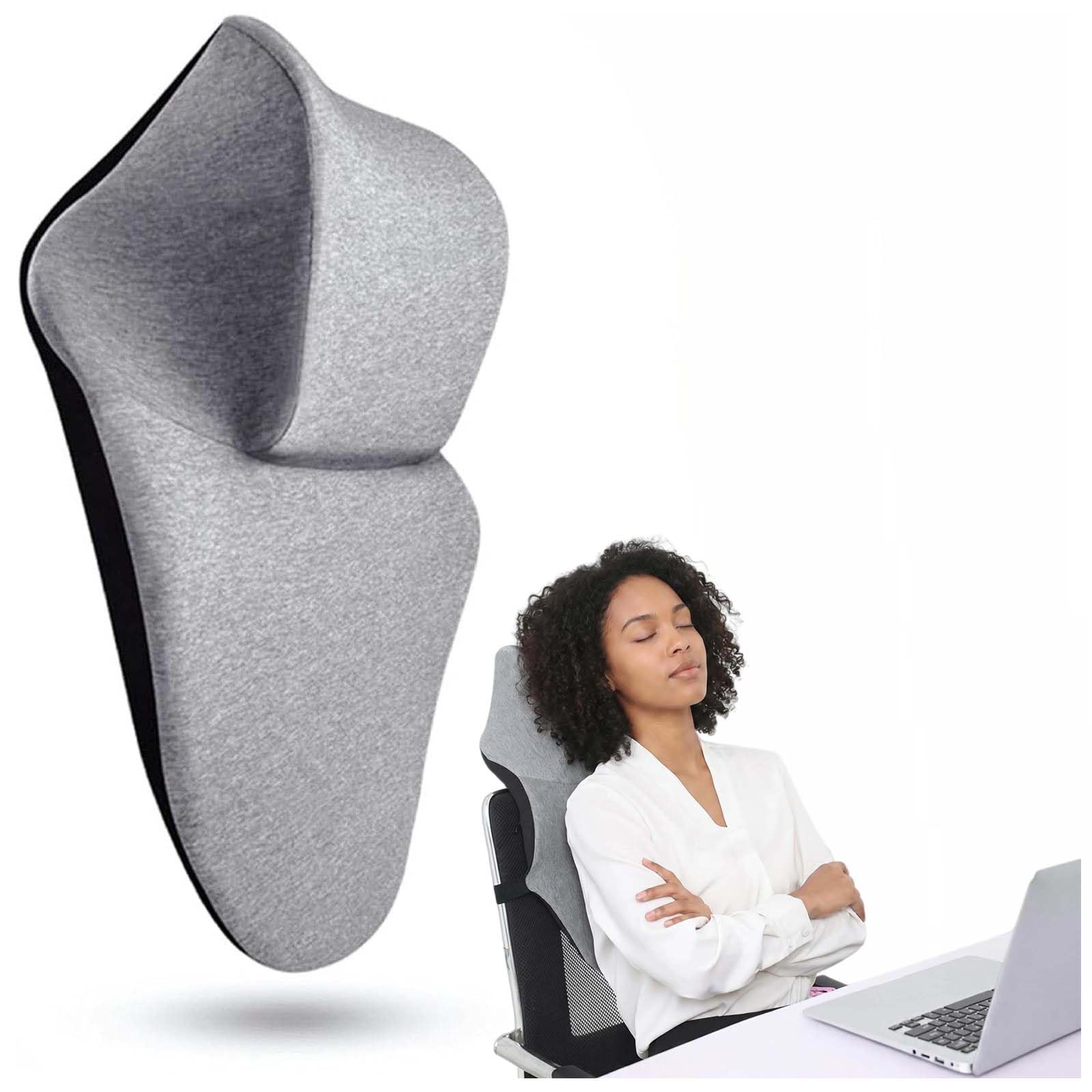 Neck Support for Office Chair，Memory Foam Neck Support Enlarge Head Rest for Office Chair，Washable Cover with Fixed Strap Suitable for Most Office Chairs Without Headrests