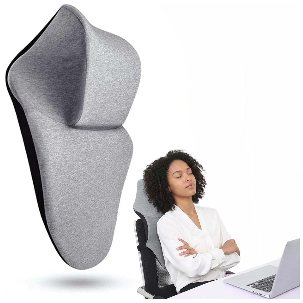 Neck Support for Office Chair，Memory Foam Neck Support Enlarge Head Rest for Office Chair，Washable Cover with Fixed Strap Suitable for Most Office Chairs Without Headrests
