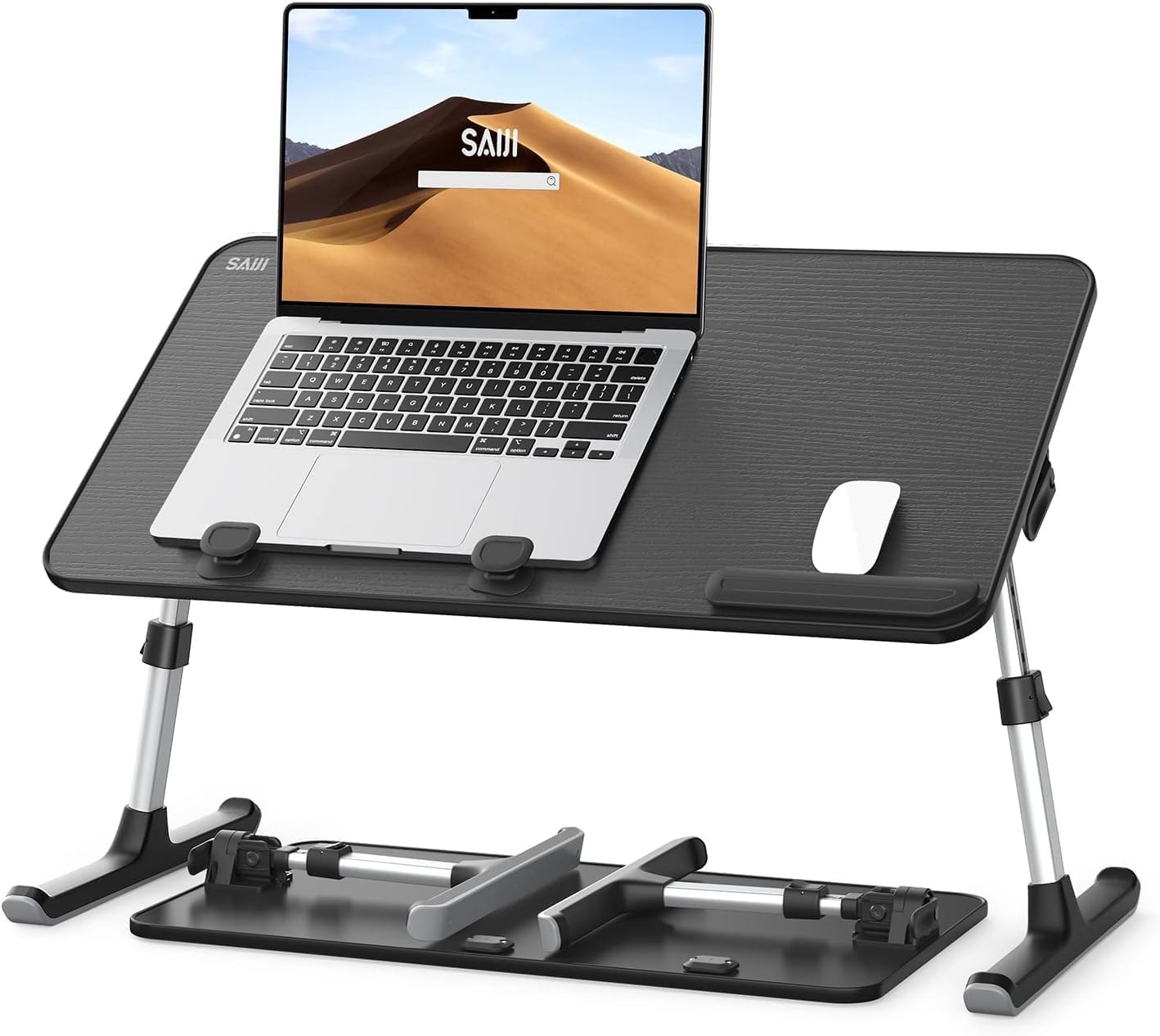 Height & Angle Adjustable Laptop Stand for Bed, Lap Desk Bed Tray Table, Light Weight Foldable Portable Laptop Table for Couch Sofa Chair Floor Desk for Adults, Kids (Black)