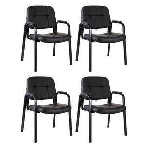Classic Reception Chair with Padded Armrests and Sturdy Steel Frame, Ergonomic Guest Chair for Office Conference Waiting Meeting Room, Black (4 Pack)