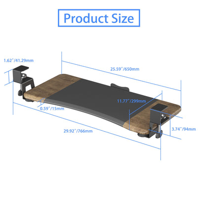 Keyboard Tray Under Desk Pull Out with C Clamp Mount, Computer Keyboard & Mouse Tray, 25.6 (30 Including Clamps) x 11.8 inch Slide-Out Platform Computer Drawer for Typing, DSF1C