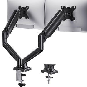 Dual Monitor Mount for 2 Monitors up to 32 inches, Each Arm Holds Max 22lbs, Dual Monitor Stand with Advanced System, Height-Adjustable/Tilt/Swivel/Rotate, VESA Standard 75mm or 100mm